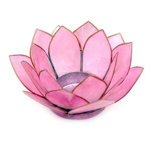 Light Pink Capiz Shell Lotus Flower Small Tealight Candle Holder